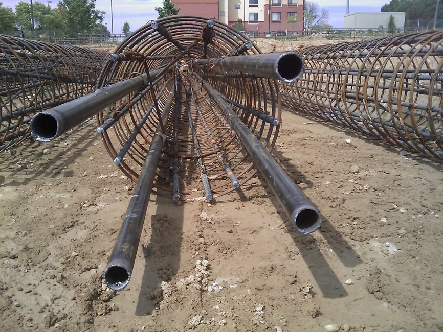 CSL Tubes attached to Reinforcing Cage